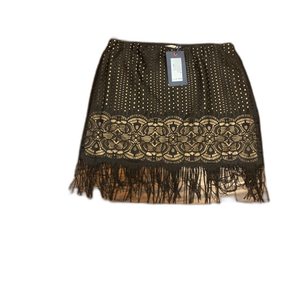 Chelsea & Violet Dresses & Skirts - Chelsea and Violet women's fringe skirt black mini skirt size medium BNWT